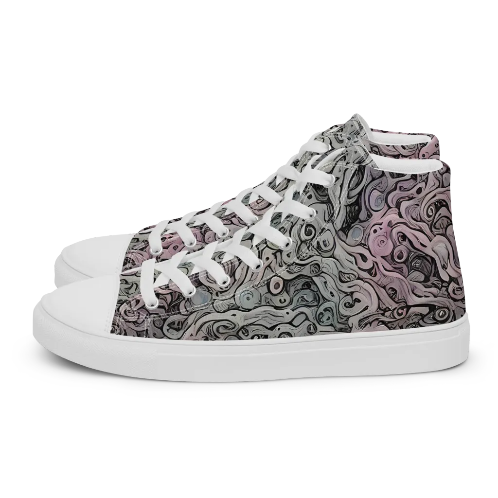 Pastel Vortex on Women's High Top Canvas Shoes — Left