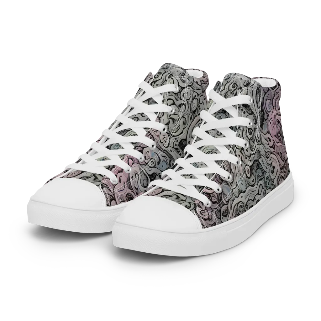 Pastel Vortex on Women's High Top Canvas Shoes — Left Front
