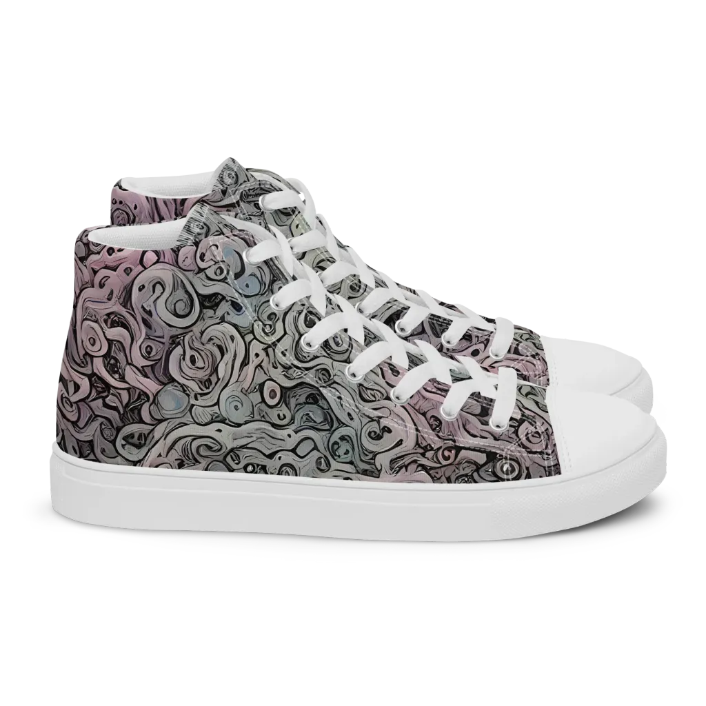Pastel Vortex on Women's High Top Canvas Shoes — Right
