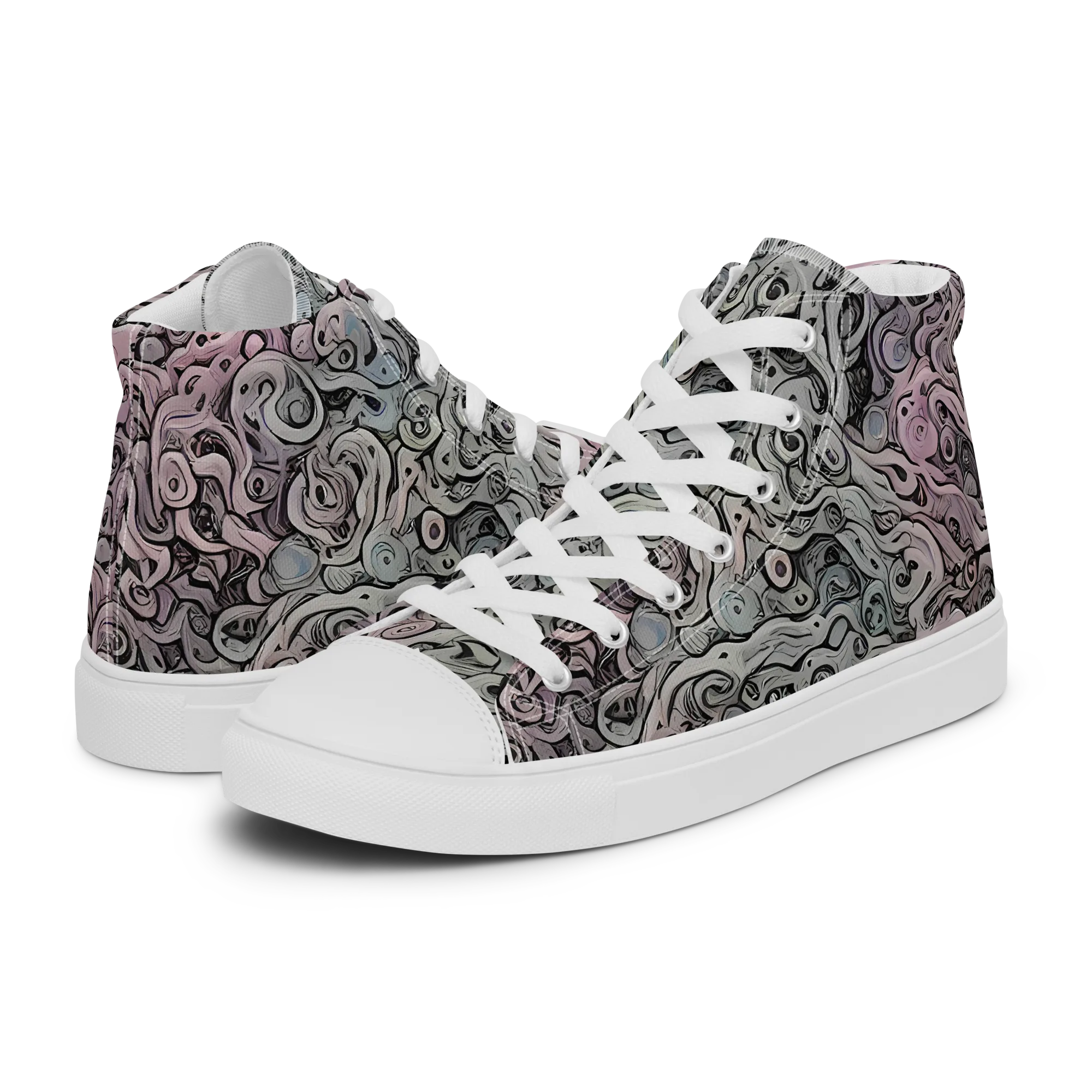 Pastel Vortex on Women's High Top Canvas Shoes — Left