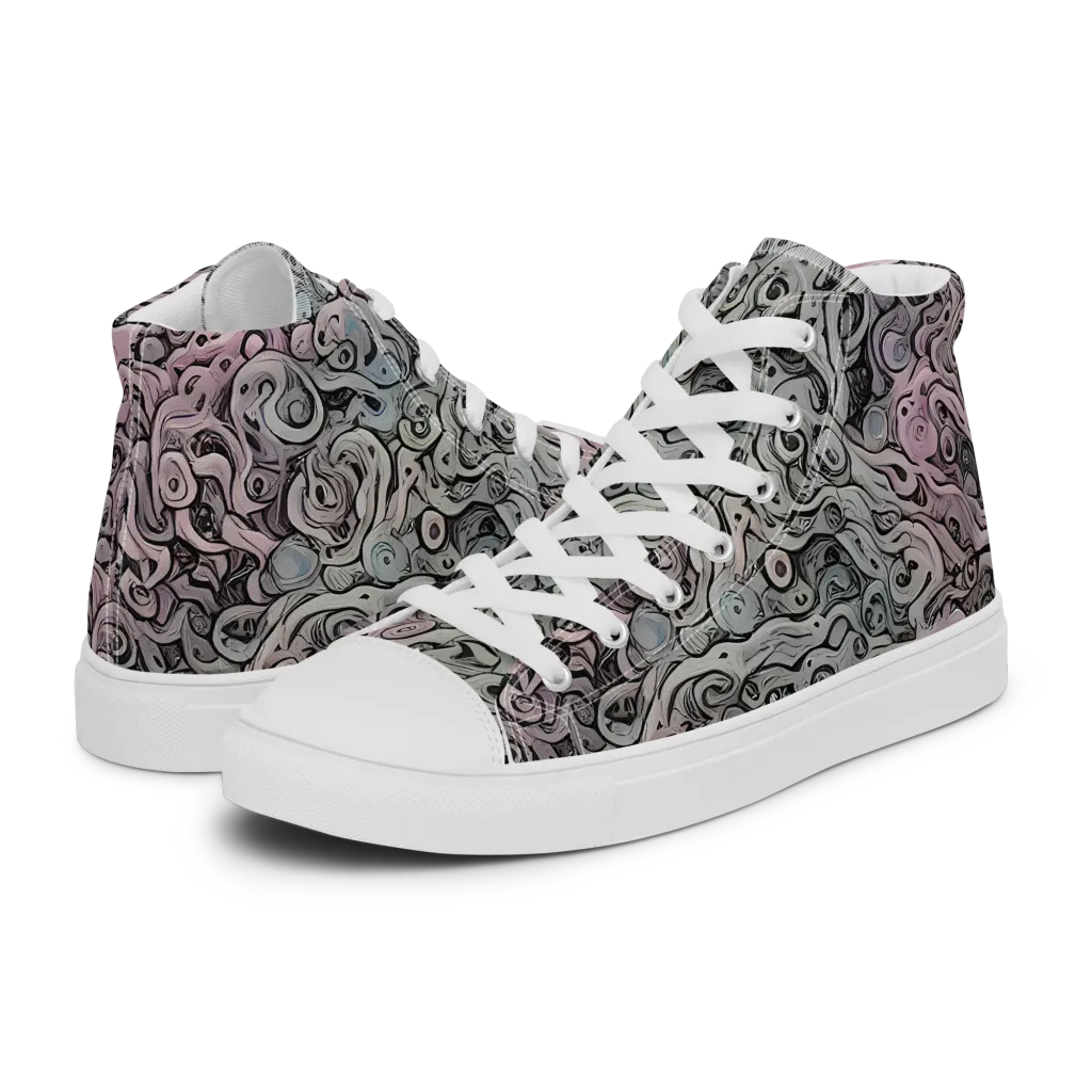 Pastel Vortex on Women's High Top Canvas Shoes — Left