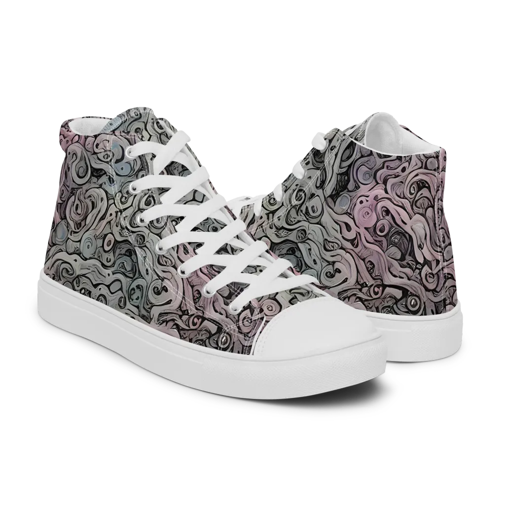 Pastel Vortex on Women's High Top Canvas Shoes — Right