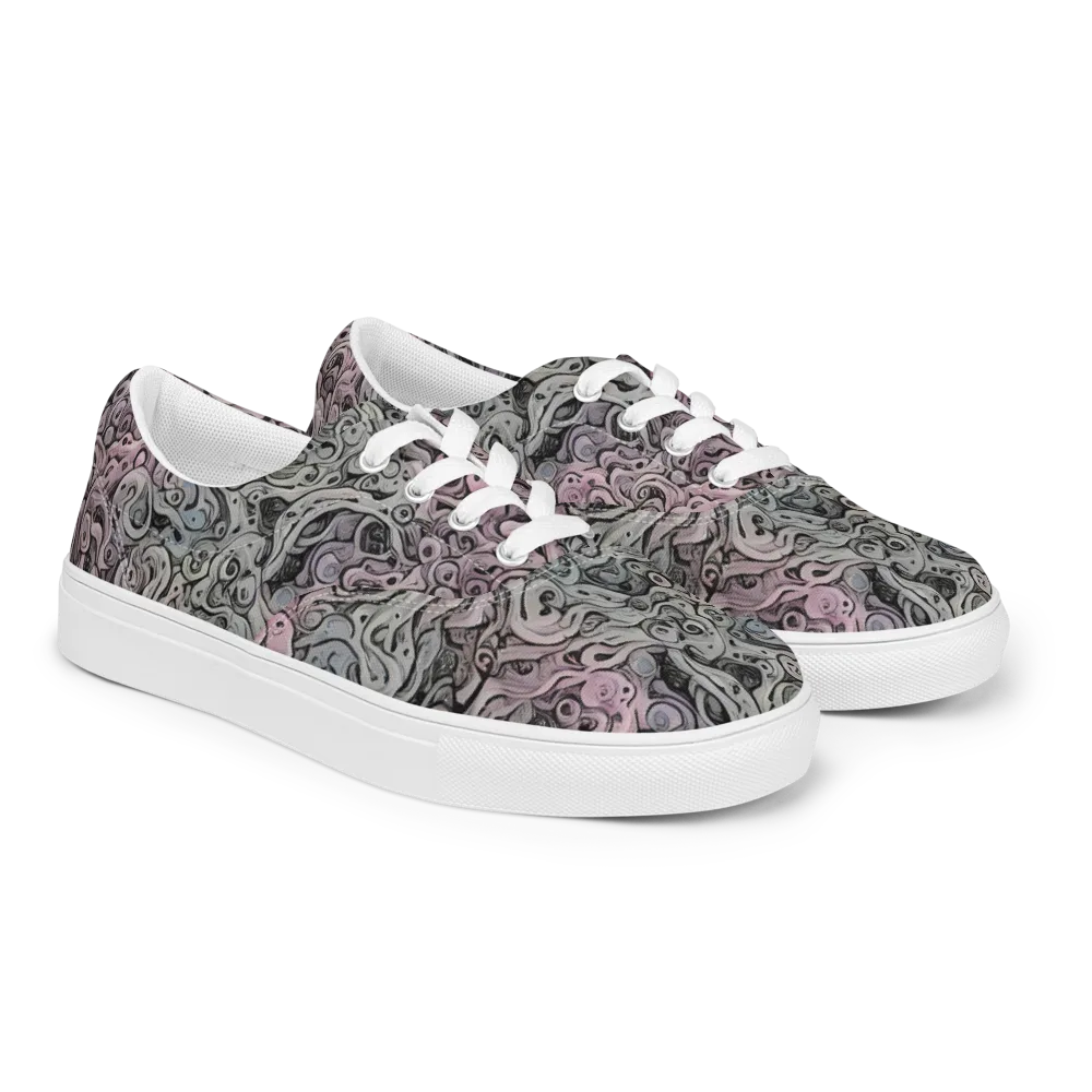 Pastel Vortex on Men's Lace-Up Canvas Shoes — Right Front