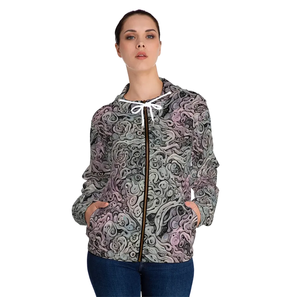 Pastel Vortex on Women's Full-Zip Hoodie — Front On Person