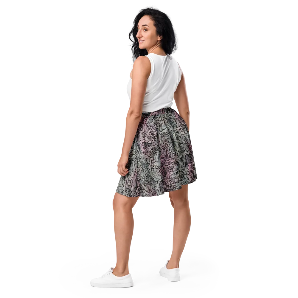 Pastel Vortex on Skater Skirt — Back