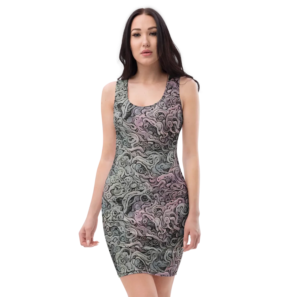 Pastel Vortex on Bodycon Dress — Front