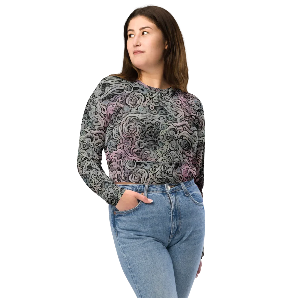 Pastel Vortex on Long Sleeve Crop Top — Front