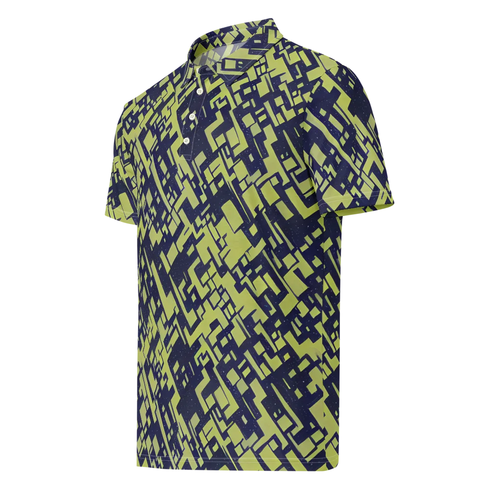 Lime Noir Maze on Men's Slim Fit Polo Shirt — Left Front
