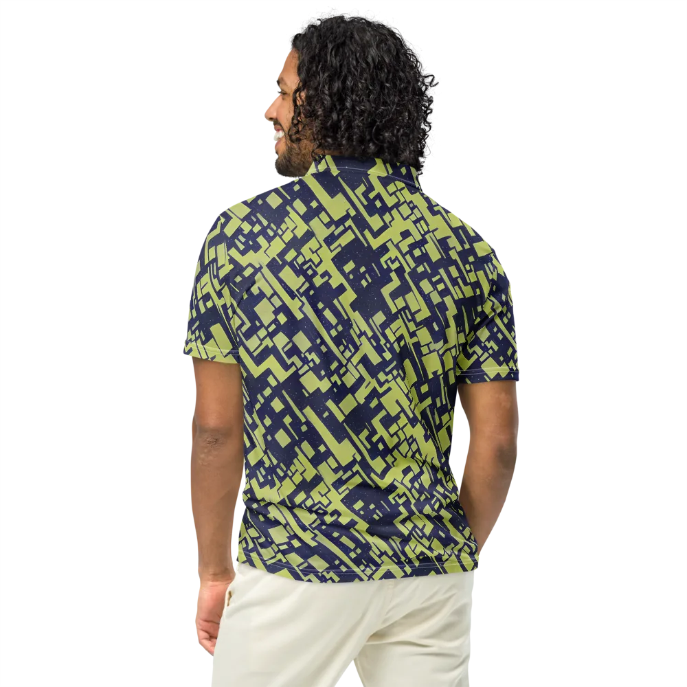Lime Noir Maze on Men's Slim Fit Polo Shirt — Back
