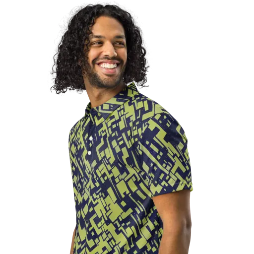 Lime Noir Maze on a Men's Slim Fit Polo Shirt