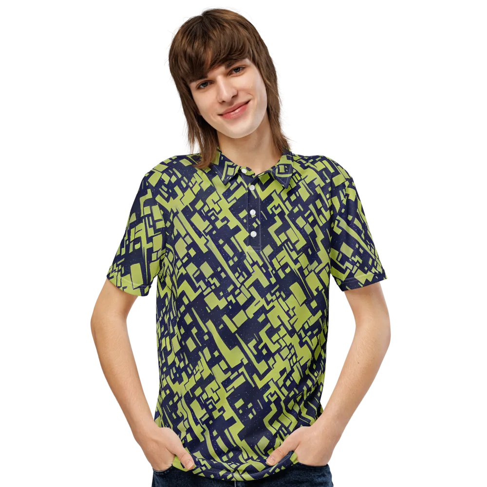 Lime Noir Maze on Men's Slim Fit Polo Shirt — Front
