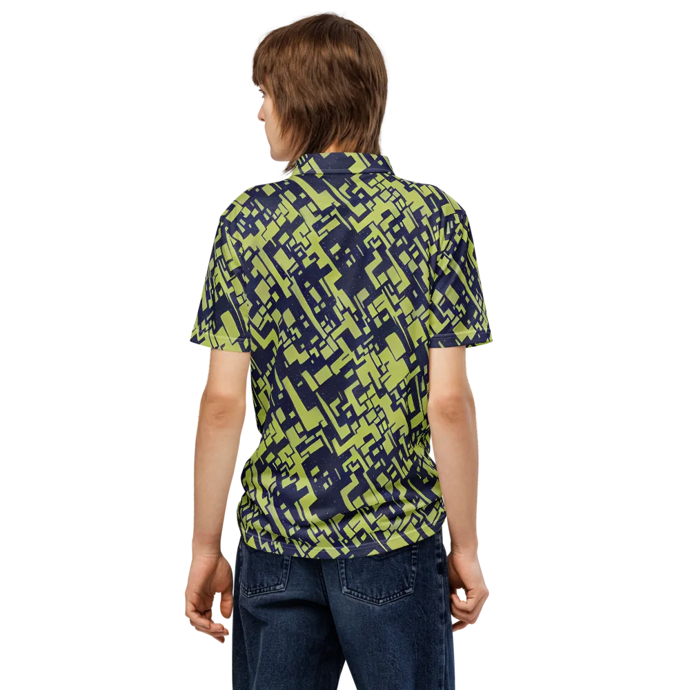Lime Noir Maze on Men's Slim Fit Polo Shirt — Back