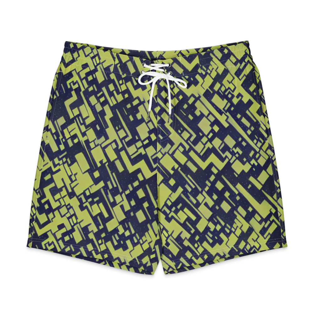 Lime Noir Maze on Men's Board Shorts — Front