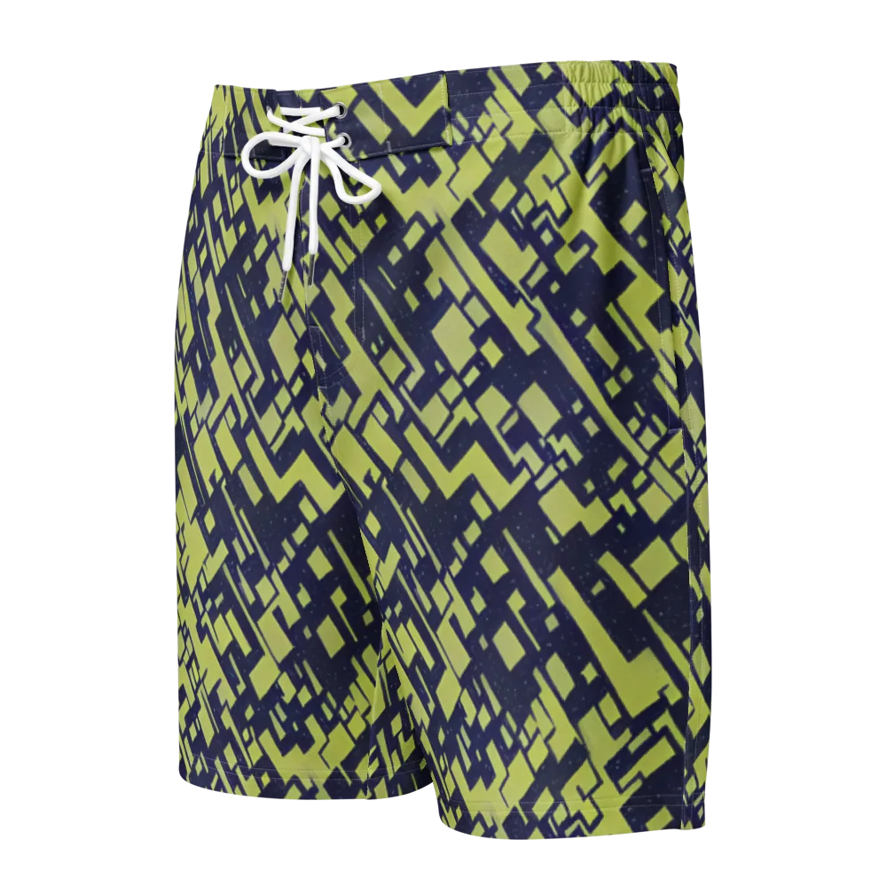 Lime Noir Maze on Men's Board Shorts — Front