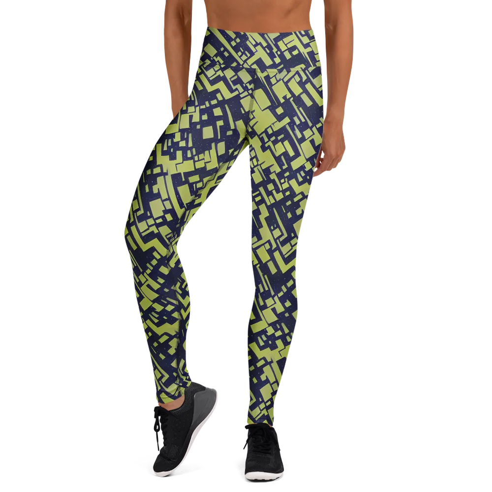 Lime Noir Maze on Yoga Leggings — Front