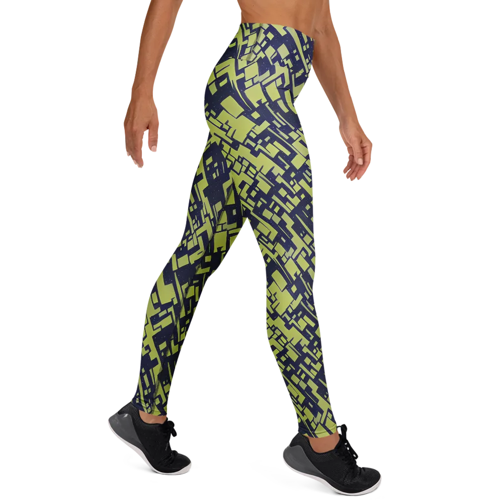 Lime Noir Maze on Yoga Leggings — Right