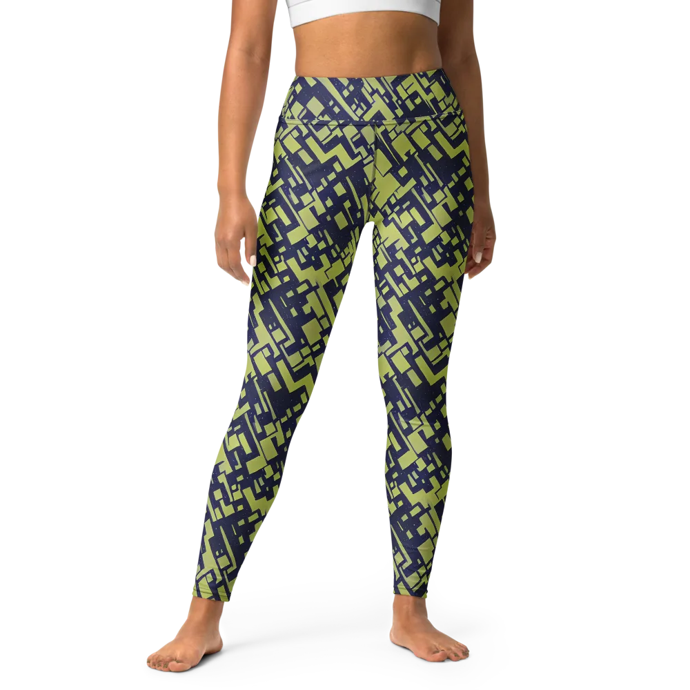 Lime Noir Maze on Yoga Leggings — Front