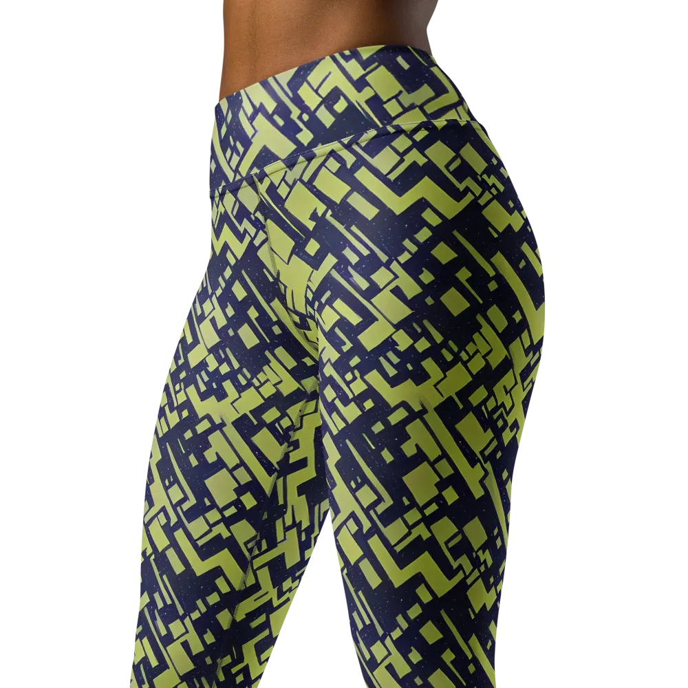 Lime Noir Maze on Yoga Leggings — Left Front