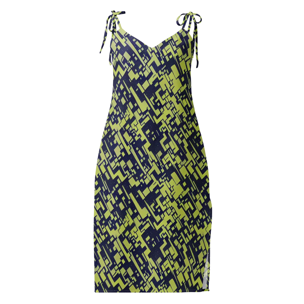 Lime Noir Maze on Slip Dress — Front