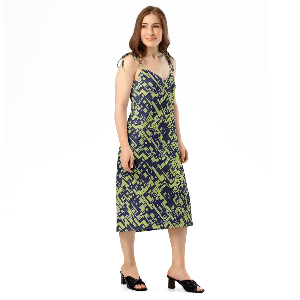 Lime Noir Maze on Slip Dress — Right Front