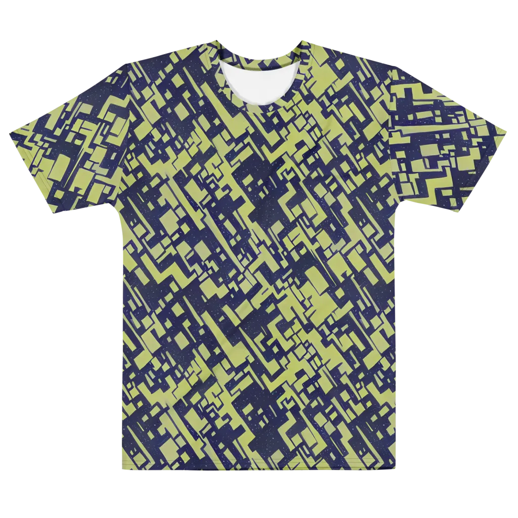 Lime Noir Maze on Men's Cotton Crew Neck T-Shirt — Front
