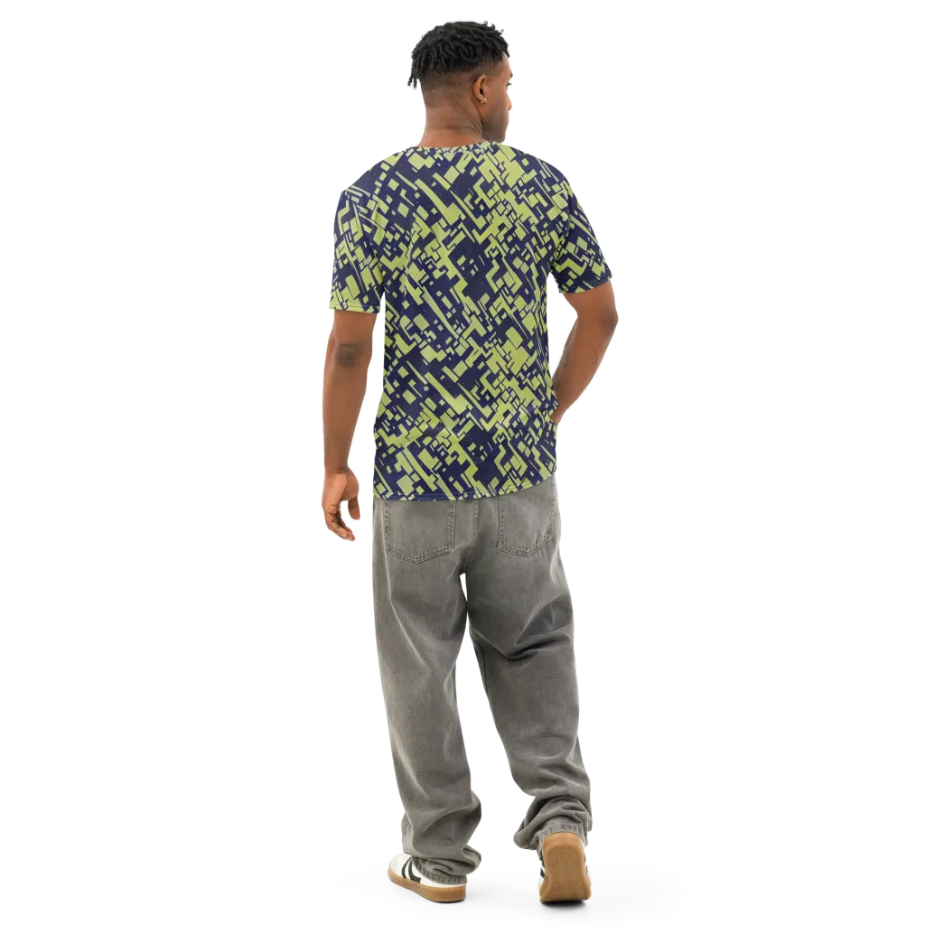 Lime Noir Maze on Men's Cotton Crew Neck T-Shirt — Back