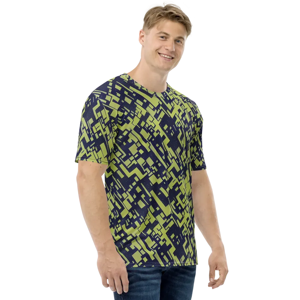Lime Noir Maze on Men's Crew Neck T-Shirt — Right