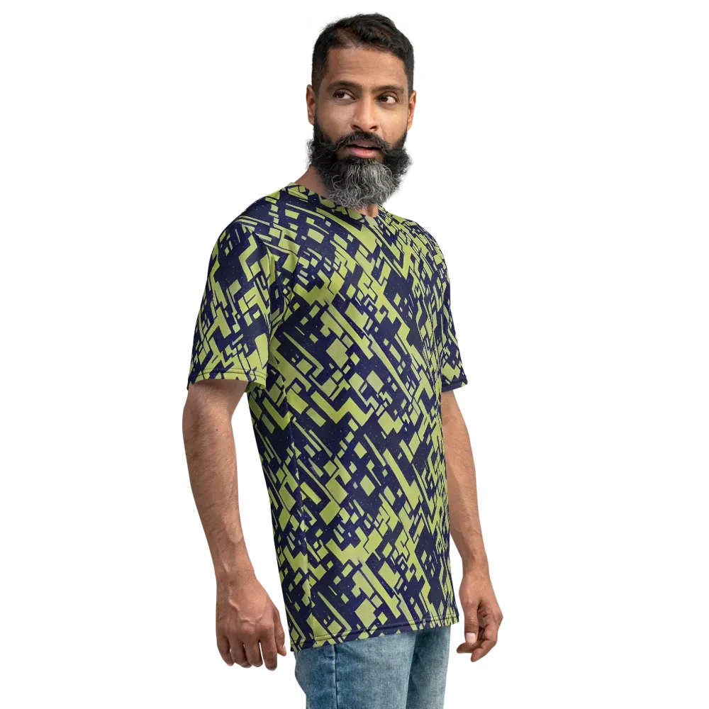 Lime Noir Maze on Men's Crew Neck T-Shirt — Right