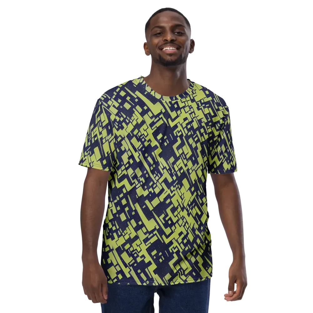 Lime Noir Maze on Men's Crew Neck T-Shirt — Front