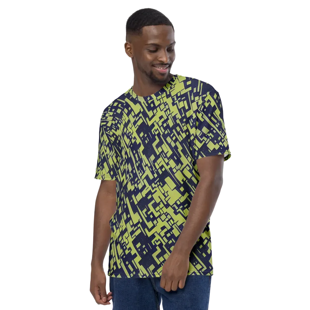 Lime Noir Maze on Men's Crew Neck T-Shirt — Left