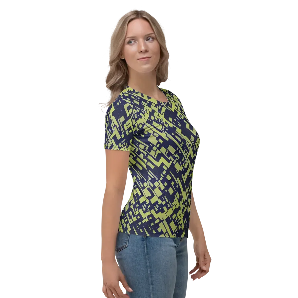 Lime Noir Maze on Women's Crew Neck T-Shirt — Right