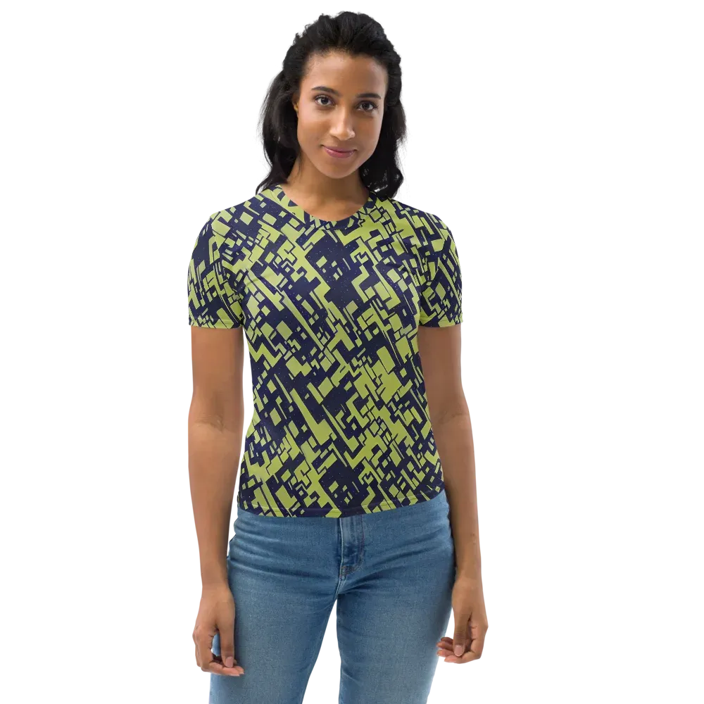 Lime Noir Maze on Women's Crew Neck T-Shirt — Front