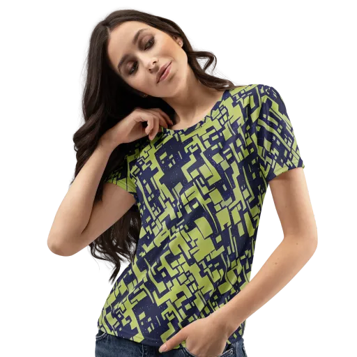 Lime Noir Maze on a Women's Crew Neck T-Shirt