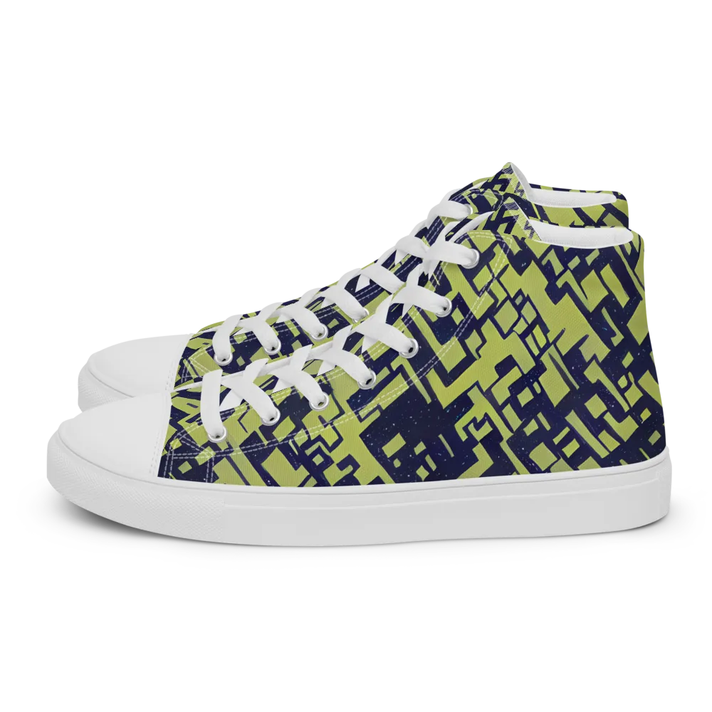 Lime Noir Maze on Women's High Top Canvas Shoes — Left