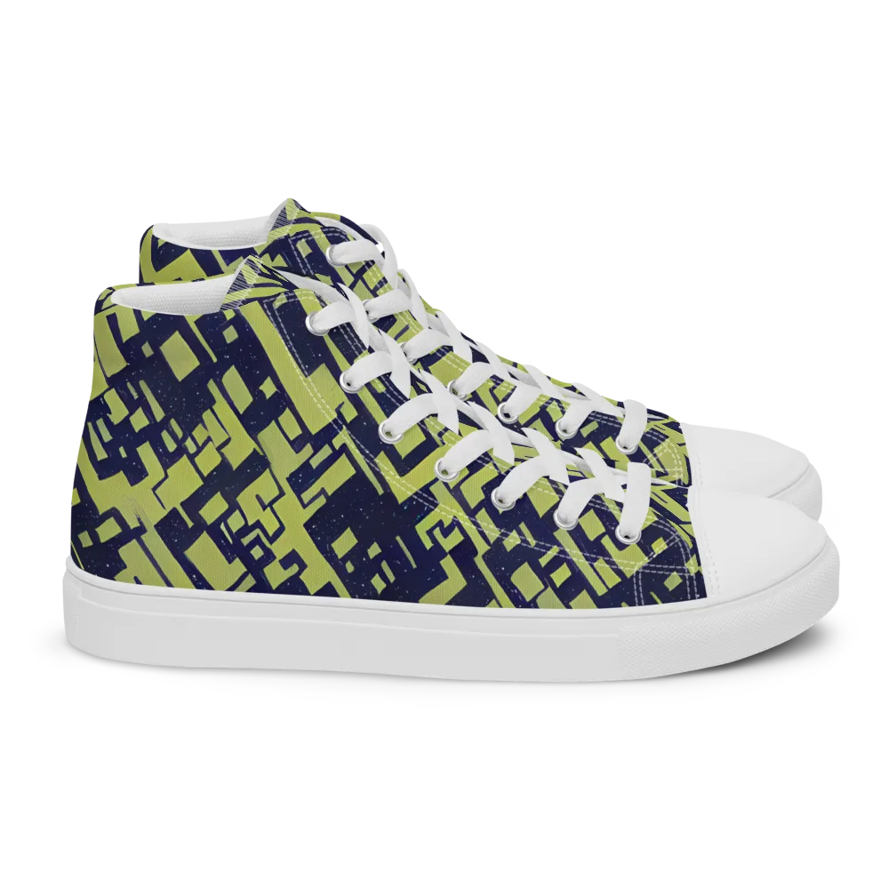 Lime Noir Maze on Women's High Top Canvas Shoes — Right