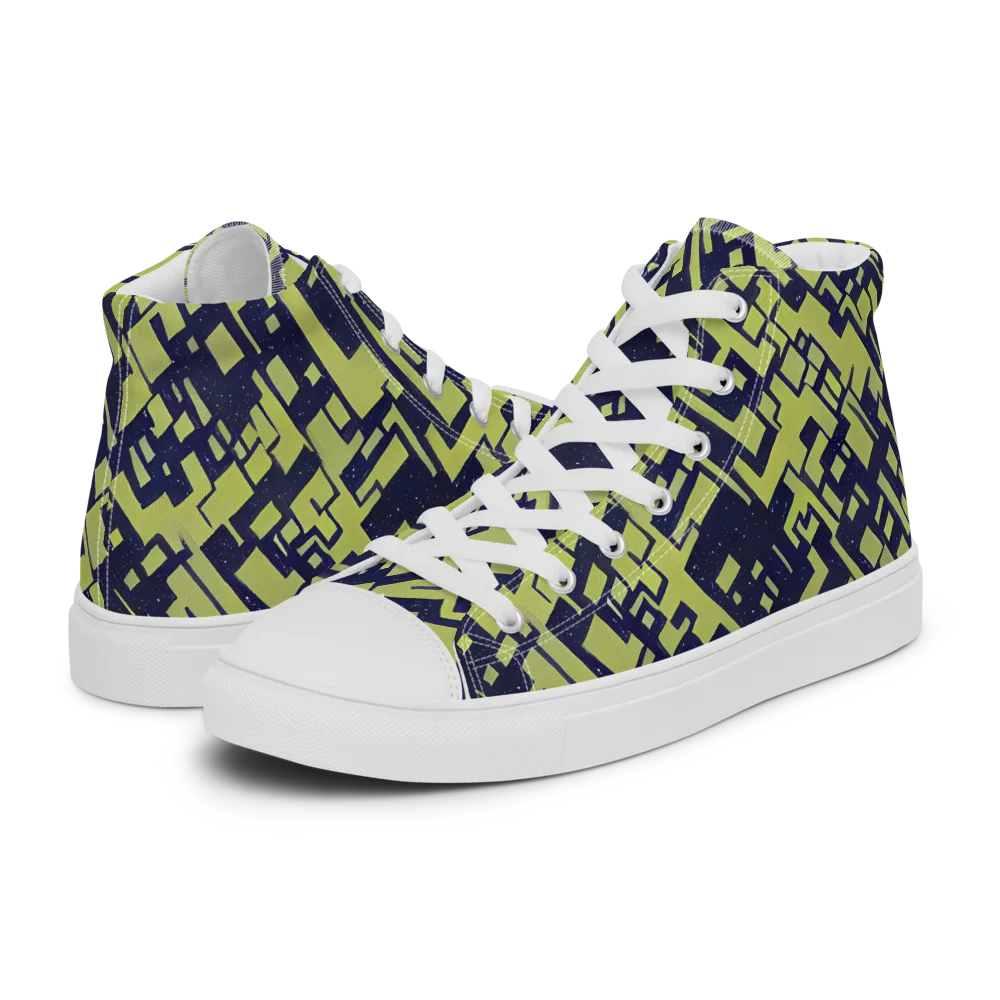 Lime Noir Maze on Women's High Top Canvas Shoes — Left