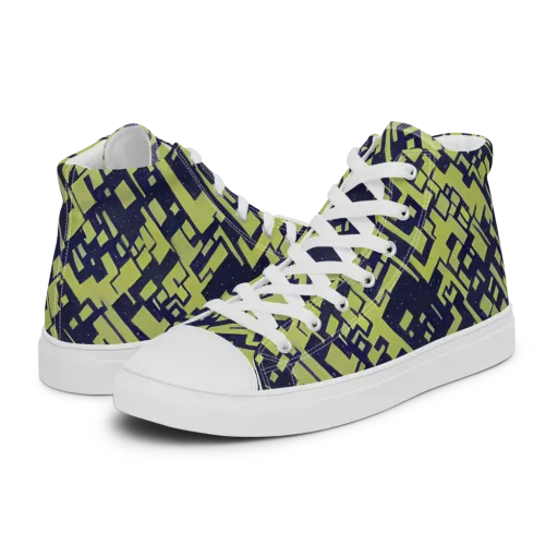 Lime Noir Maze on a Women's High Top Canvas Shoes