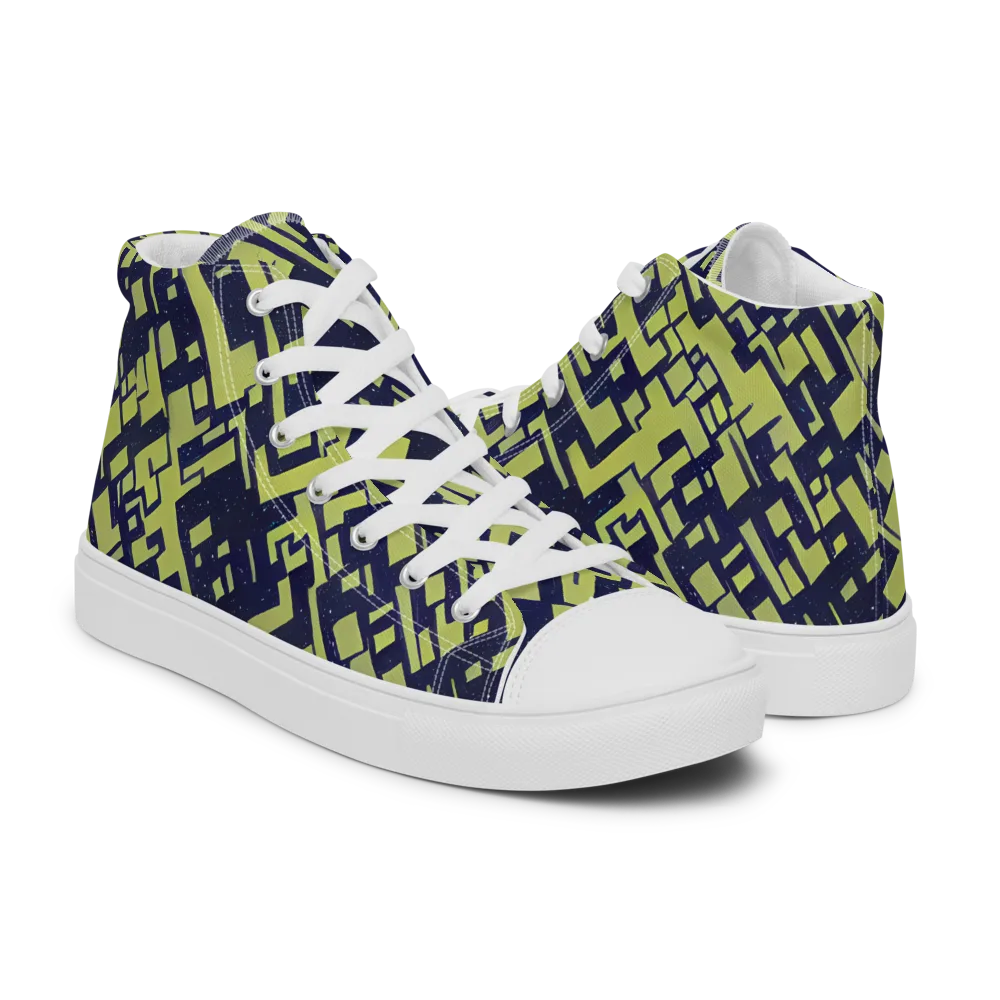 Lime Noir Maze on Women's High Top Canvas Shoes — Right