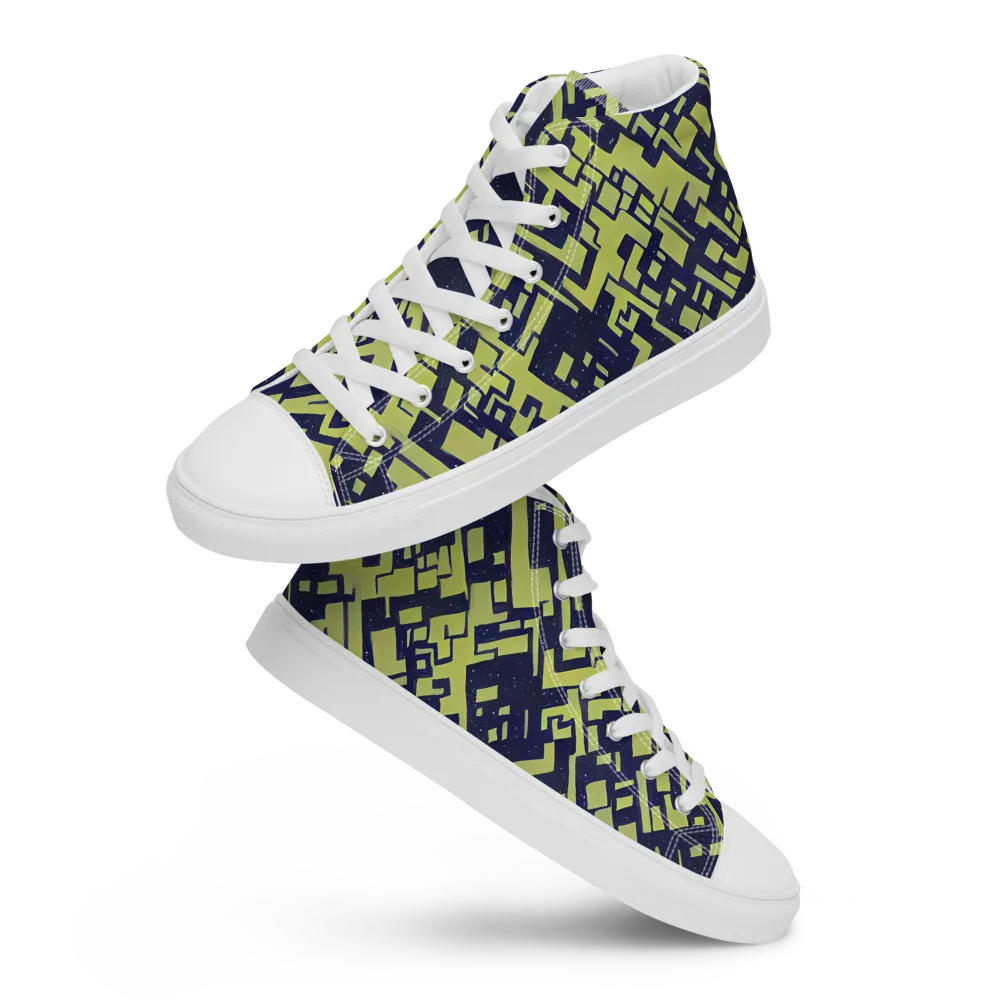 Lime Noir Maze on Women's High Top Canvas Shoes — Front