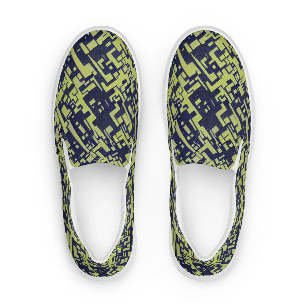 Lime Noir Maze on Men's Slip-On Canvas Shoes — Front