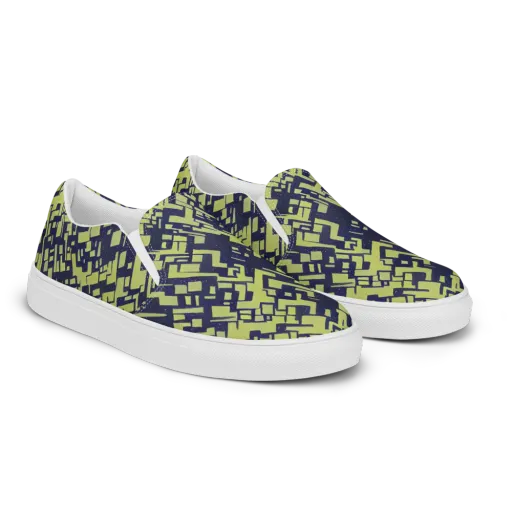 Lime Noir Maze on a Men's Slip-On Canvas Shoes