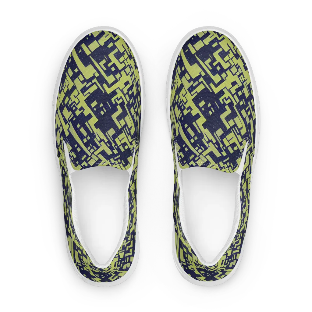 Lime Noir Maze on Women's Slip-On Canvas Shoes — Front