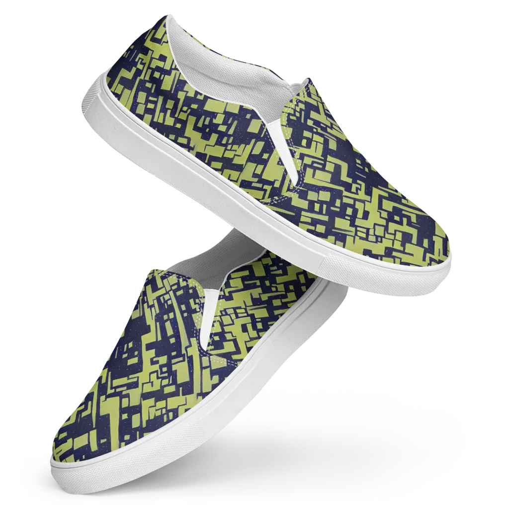 Lime Noir Maze on Women's Slip-On Canvas Shoes — Front