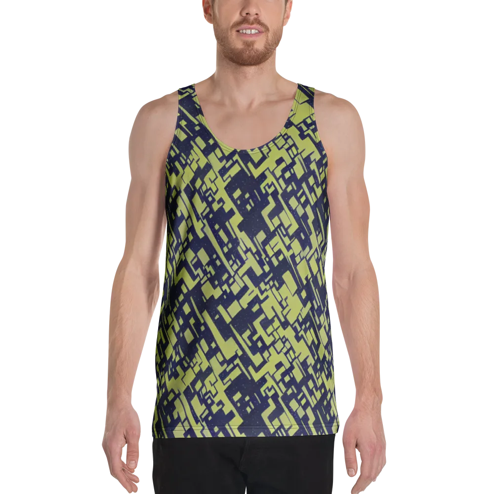 Lime Noir Maze on Men's Tank Top — Front