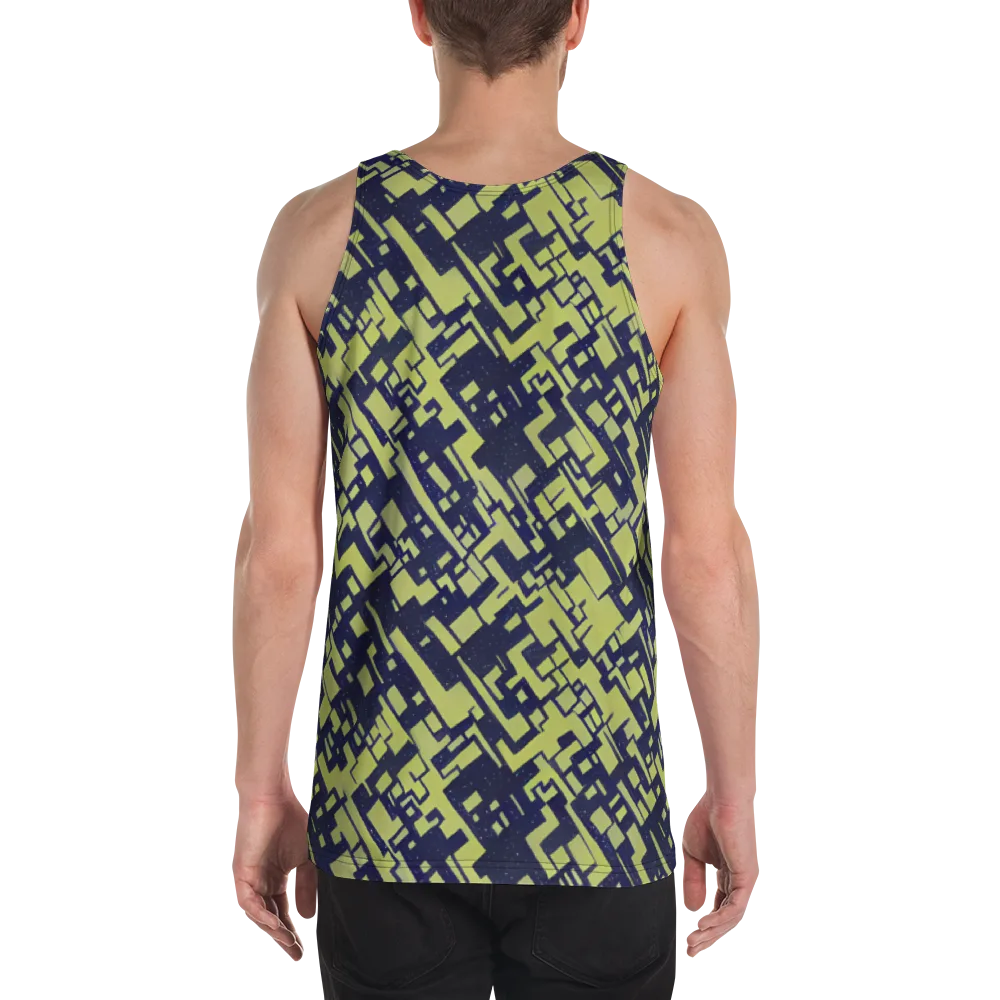 Lime Noir Maze on Men's Tank Top — Back