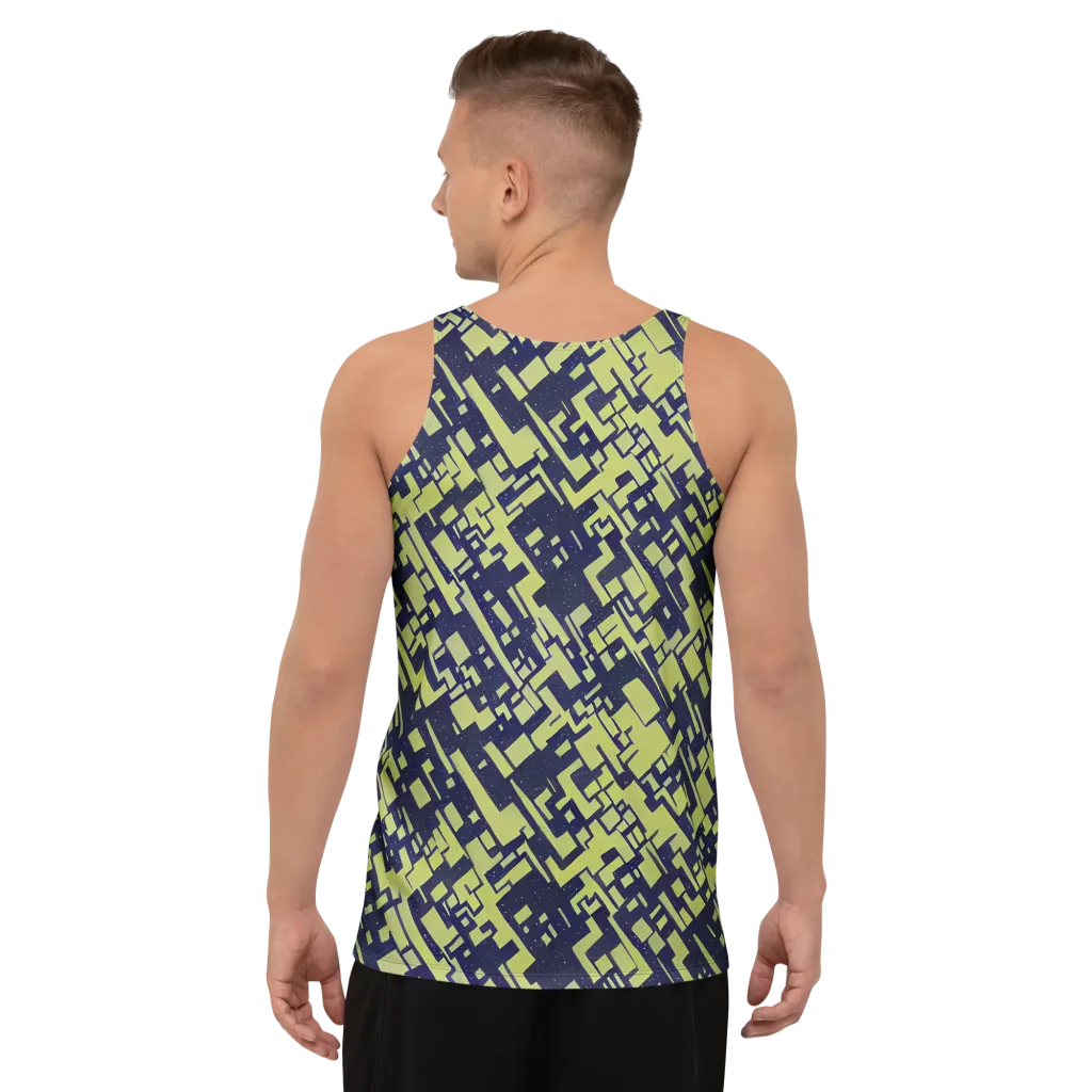 Lime Noir Maze on Men's Tank Top — Back