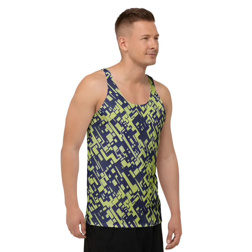 Lime Noir Maze on Men's Tank Top — Right Front