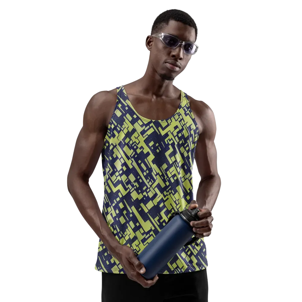 Lime Noir Maze on Men's Tank Top — Front