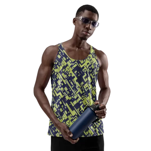 Lime Noir Maze on a Men's Tank Top
