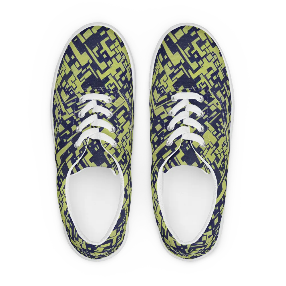 Lime Noir Maze on Men's Lace-Up Canvas Shoes — Front